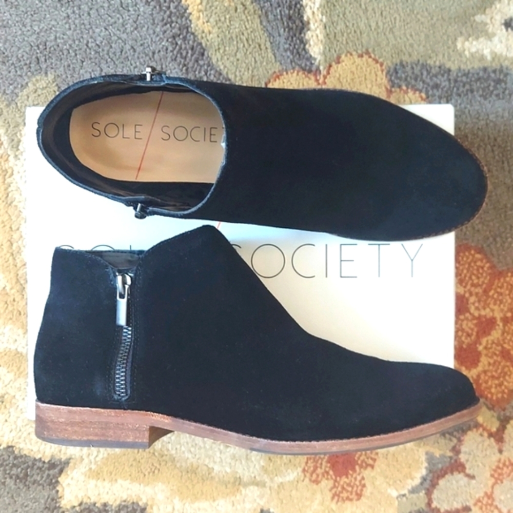 Sole Society Black Suede Ankle Boots